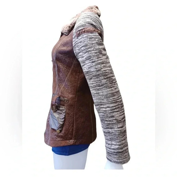 Sportalm Multi Textured Faux Fur Lightweight Brown Grey Jacket Size 38 (Medium) - Picture 4 of 11